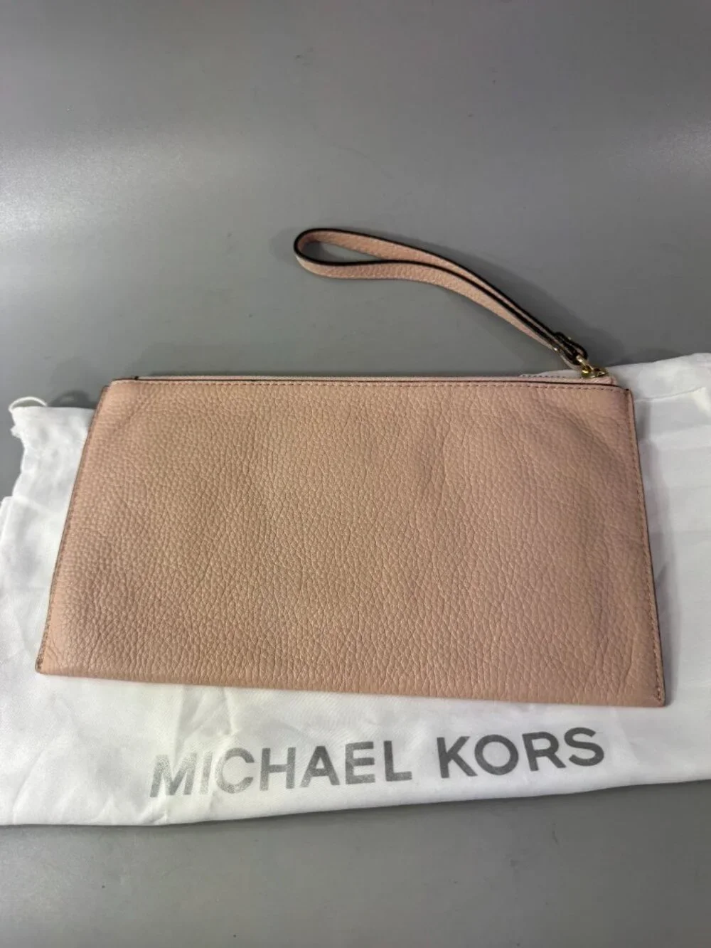 Michael Michael Kors Blush Pink Nude Beige Large Zip Clutch Wallet Wristlet